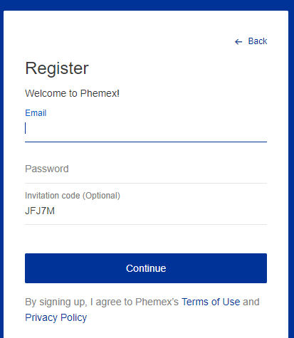 Phemex Registration