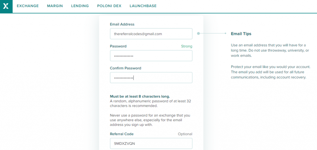 poloniex referral code